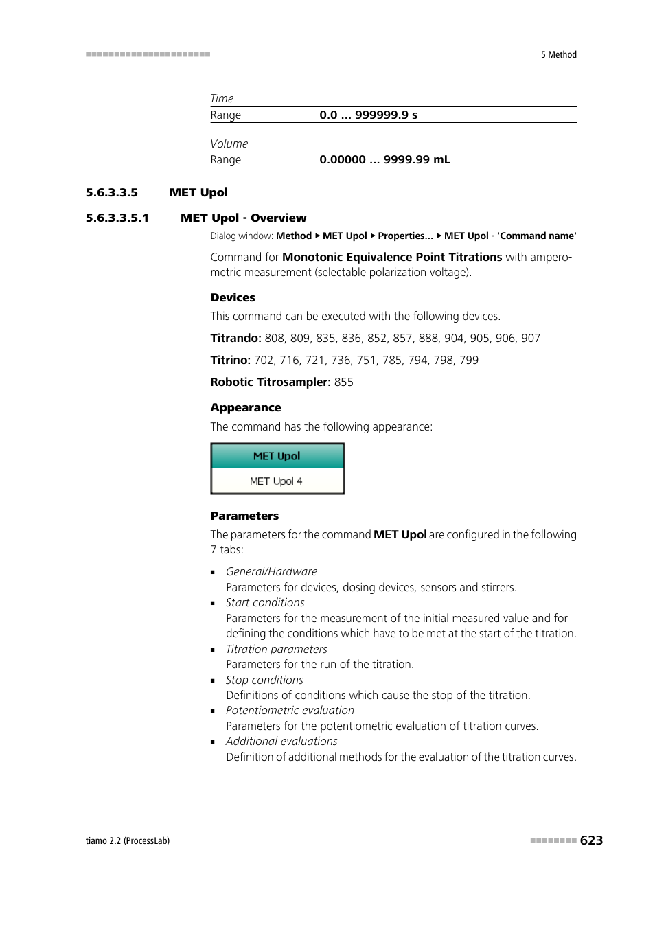 5 met upol, 1 met upol - overview, Met upol | Metrohm tiamo 2.2 (ProcessLab) User Manual | Page 639 / 1644