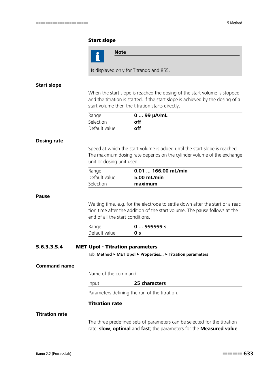 4 met upol - titration parameters, Titration parameters | Metrohm tiamo 2.2 (ProcessLab) User Manual | Page 649 / 1644