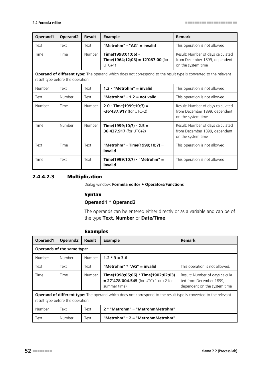 3 multiplication, Multiplication | Metrohm tiamo 2.2 (ProcessLab) User Manual | Page 68 / 1644