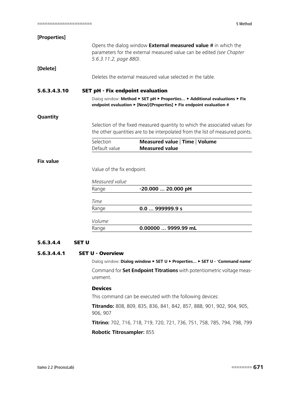 10 set ph - fix endpoint evaluation, 4 set u, 1 set u - overview | Set u | Metrohm tiamo 2.2 (ProcessLab) User Manual | Page 687 / 1644