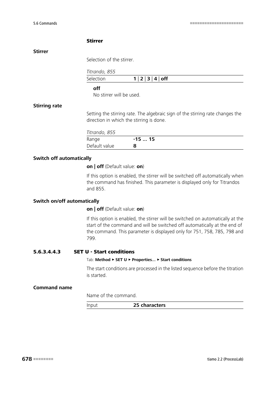 3 set u - start conditions, Start conditions | Metrohm tiamo 2.2 (ProcessLab) User Manual | Page 694 / 1644
