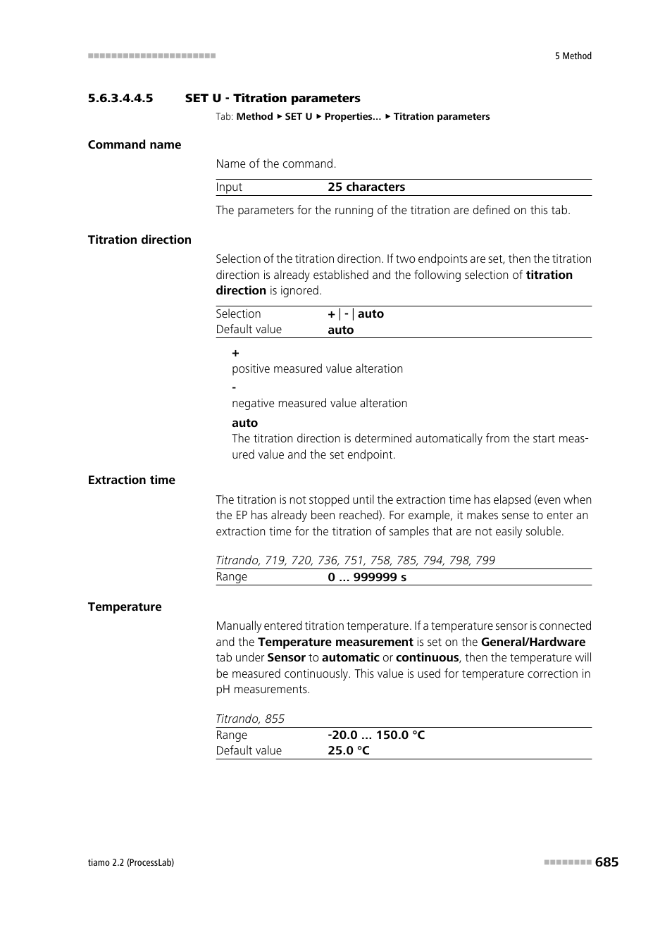 5 set u - titration parameters, Titration parameters | Metrohm tiamo 2.2 (ProcessLab) User Manual | Page 701 / 1644