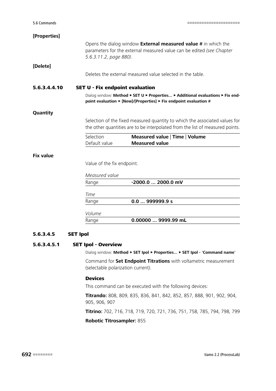 10 set u - fix endpoint evaluation, 5 set ipol, 1 set ipol - overview | Set ipol | Metrohm tiamo 2.2 (ProcessLab) User Manual | Page 708 / 1644