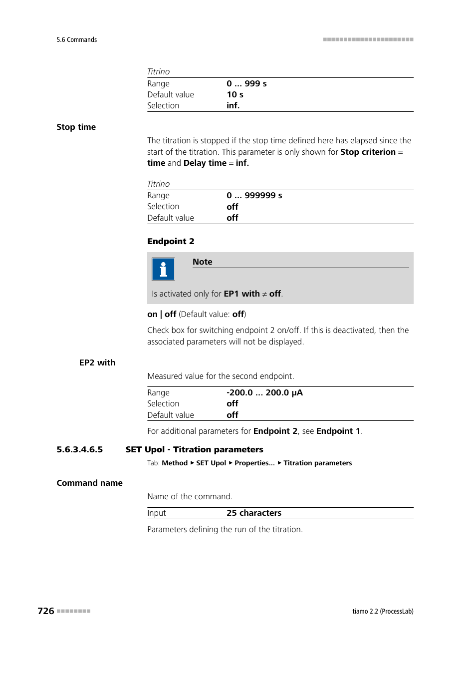 5 set upol - titration parameters, Titration parameters | Metrohm tiamo 2.2 (ProcessLab) User Manual | Page 742 / 1644