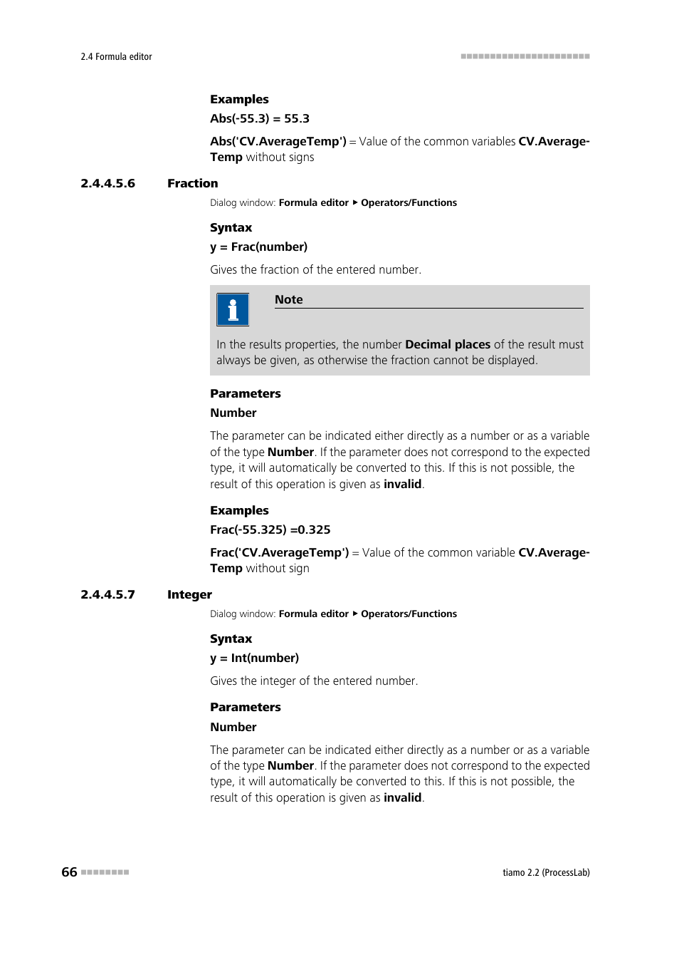 6 fraction, 7 integer, Fraction | Integer (int) | Metrohm tiamo 2.2 (ProcessLab) User Manual | Page 82 / 1644