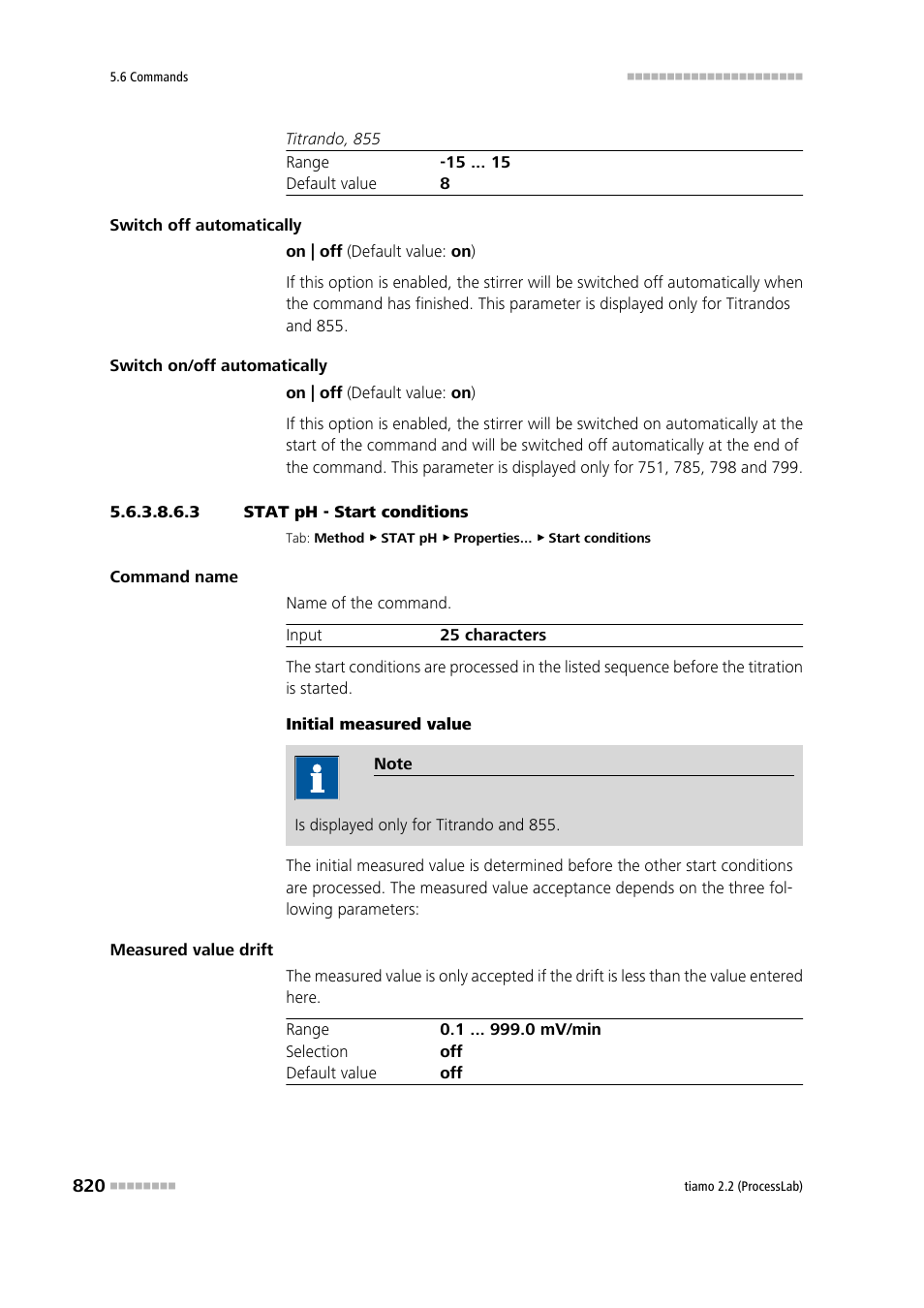 3 stat ph - start conditions, Start conditions | Metrohm tiamo 2.2 (ProcessLab) User Manual | Page 836 / 1644