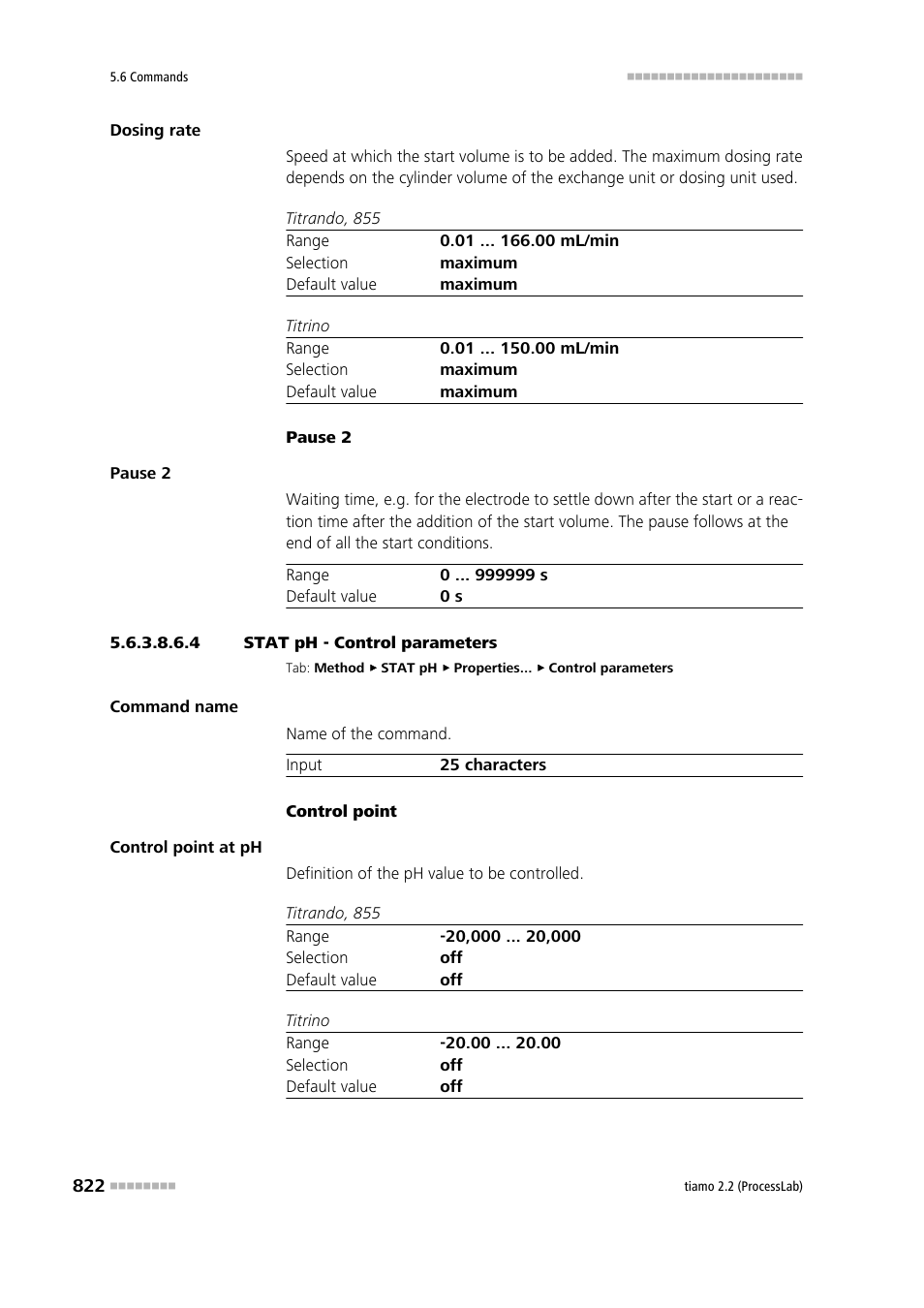 4 stat ph - control parameters, Control parameters | Metrohm tiamo 2.2 (ProcessLab) User Manual | Page 838 / 1644