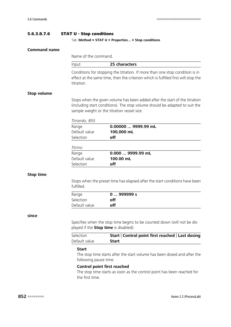 6 stat u - stop conditions, Stop conditions | Metrohm tiamo 2.2 (ProcessLab) User Manual | Page 868 / 1644