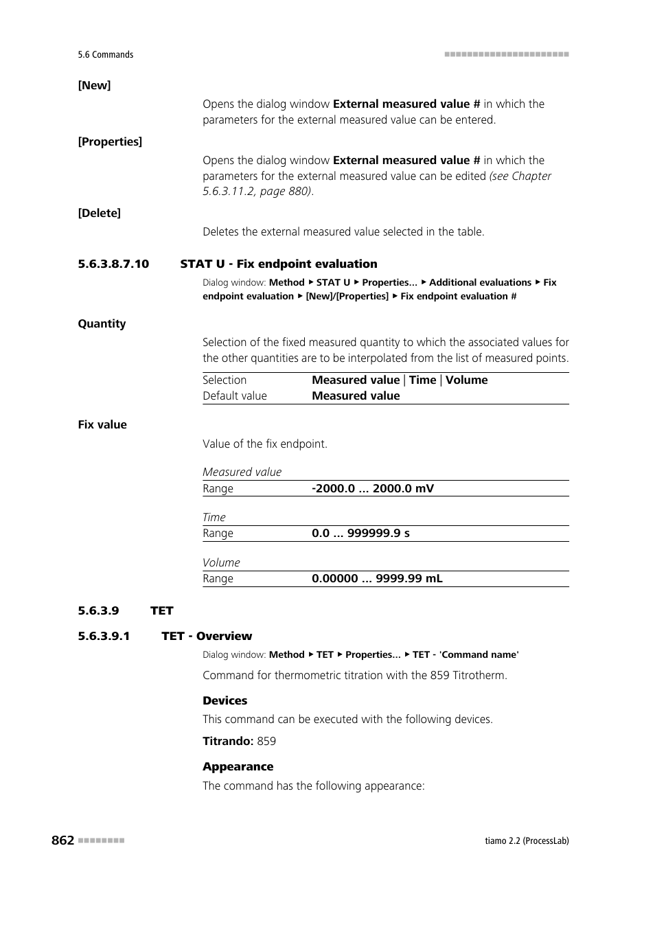 10 stat u - fix endpoint evaluation, 9 tet, 1 tet - overview | Metrohm tiamo 2.2 (ProcessLab) User Manual | Page 878 / 1644