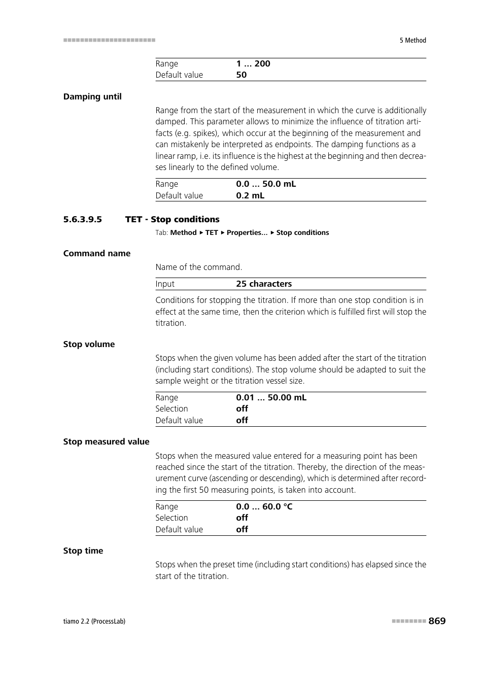 5 tet - stop conditions | Metrohm tiamo 2.2 (ProcessLab) User Manual | Page 885 / 1644