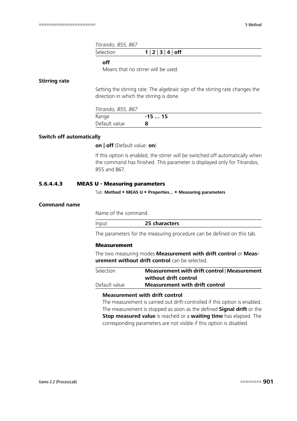 3 meas u - measuring parameters, Measuring parameters | Metrohm tiamo 2.2 (ProcessLab) User Manual | Page 917 / 1644