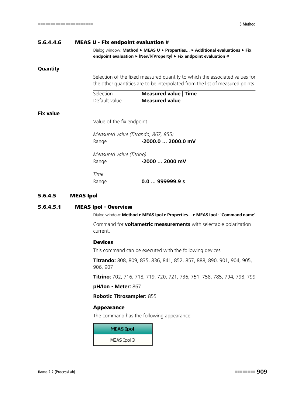 6 meas u - fix endpoint evaluation, 5 meas ipol, 1 meas ipol - overview | Meas ipol | Metrohm tiamo 2.2 (ProcessLab) User Manual | Page 925 / 1644