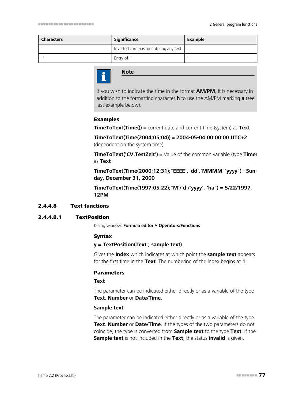 8 text functions, 1 textposition, Textposition | Metrohm tiamo 2.2 (ProcessLab) User Manual | Page 93 / 1644