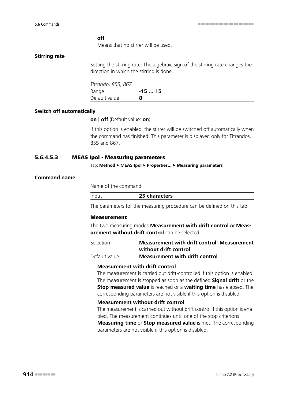 3 meas ipol - measuring parameters, Measuring parameters | Metrohm tiamo 2.2 (ProcessLab) User Manual | Page 930 / 1644