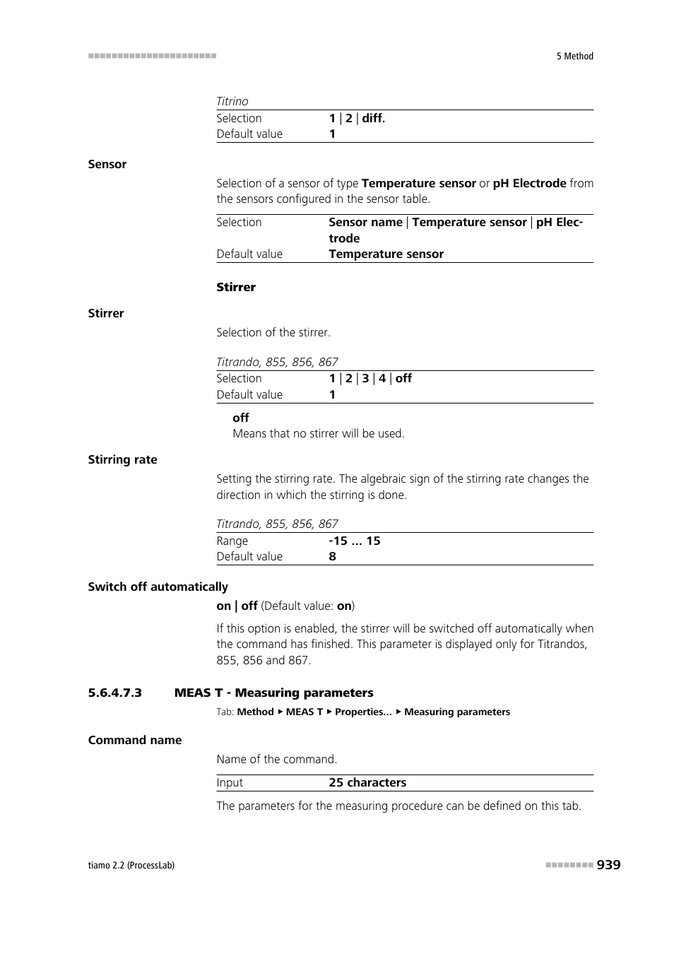 3 meas t - measuring parameters, Measuring parameters | Metrohm tiamo 2.2 (ProcessLab) User Manual | Page 955 / 1644