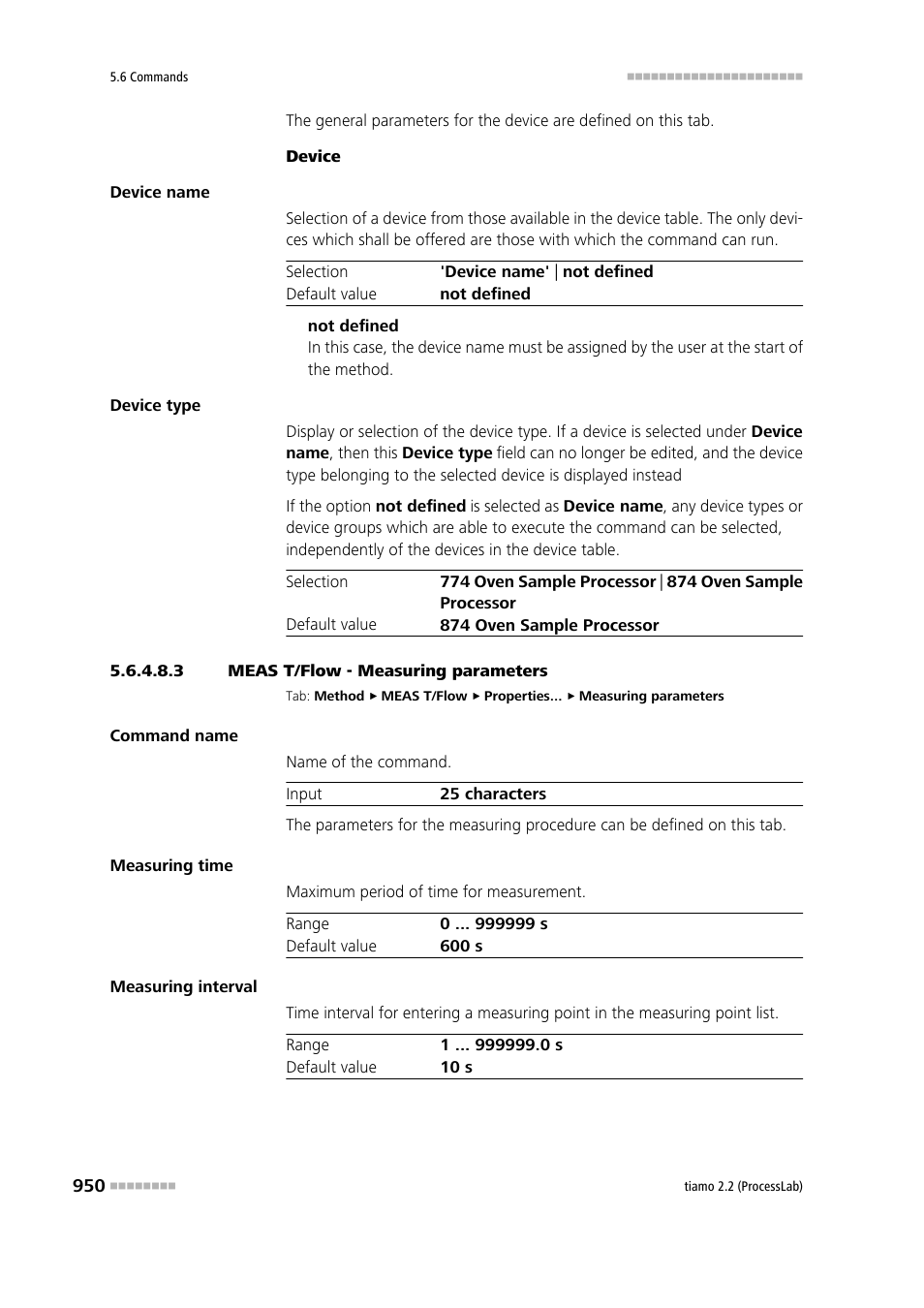 3 meas t/flow - measuring parameters, Measuring parameters | Metrohm tiamo 2.2 (ProcessLab) User Manual | Page 966 / 1644