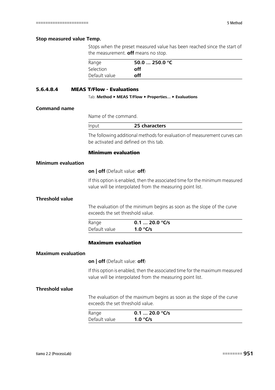 4 meas t/flow - evaluations, Evaluation | Metrohm tiamo 2.2 (ProcessLab) User Manual | Page 967 / 1644