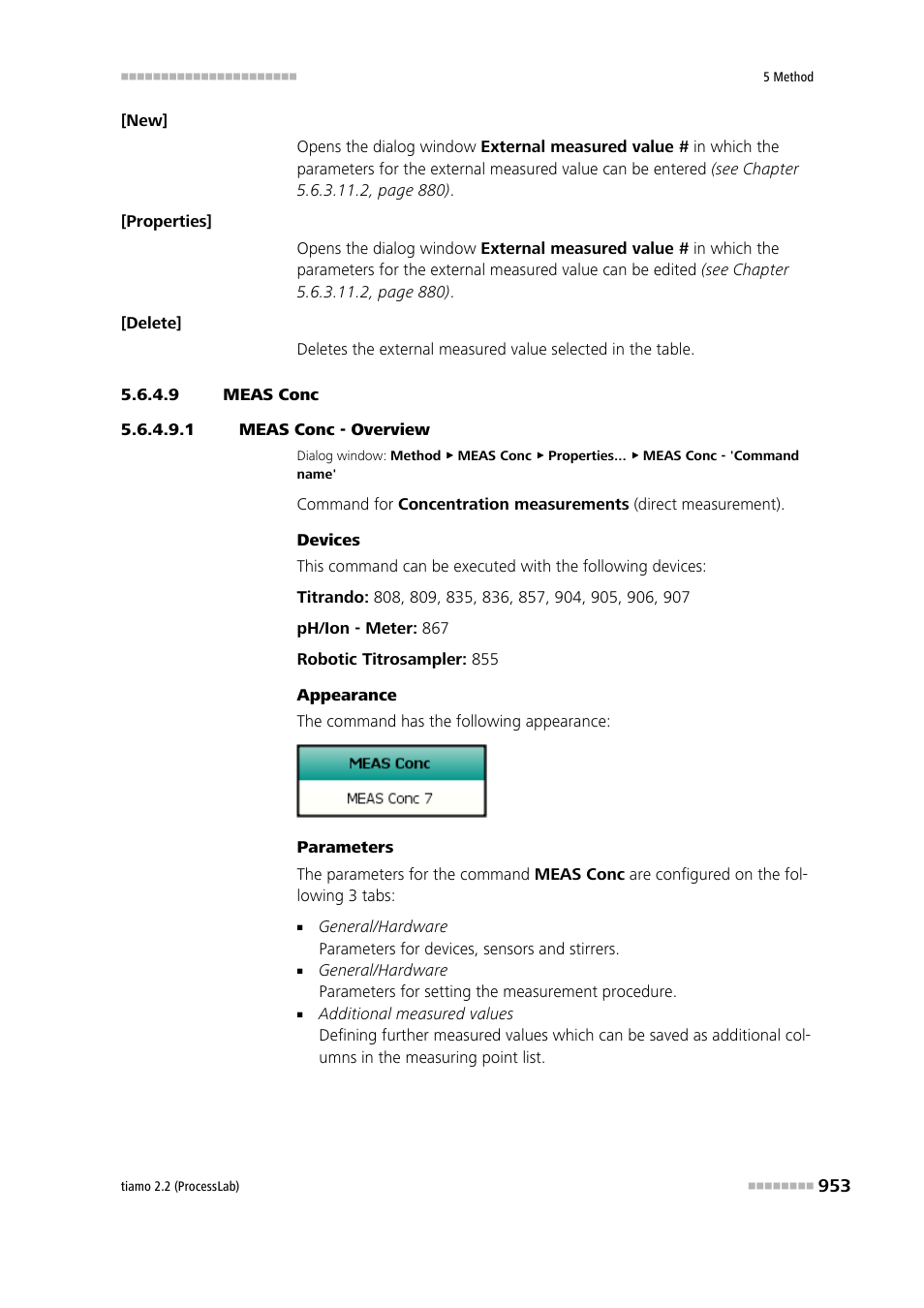 9 meas conc, 1 meas conc - overview, Meas conc | Metrohm tiamo 2.2 (ProcessLab) User Manual | Page 969 / 1644