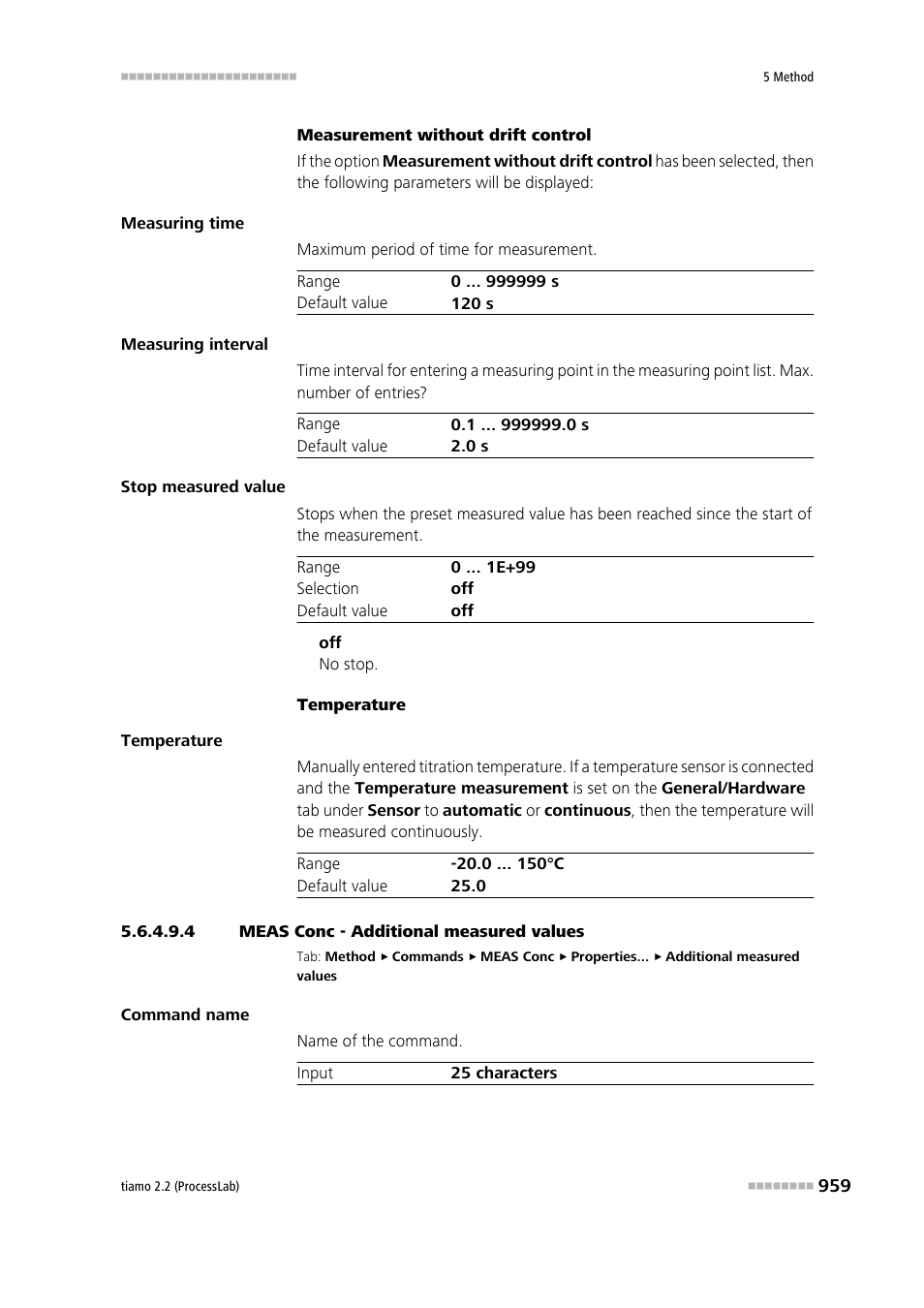 4 meas conc - additional measured values, Additional measured values | Metrohm tiamo 2.2 (ProcessLab) User Manual | Page 975 / 1644