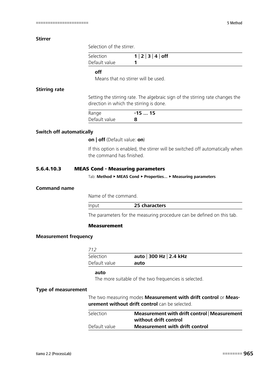 3 meas cond - measuring parameters, Measuring parameters | Metrohm tiamo 2.2 (ProcessLab) User Manual | Page 981 / 1644