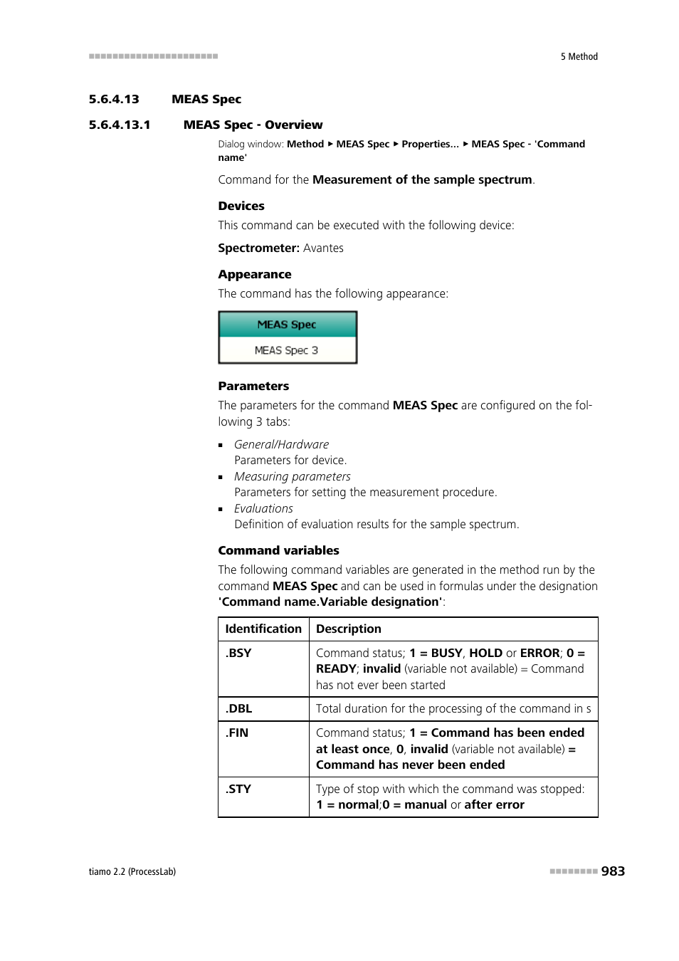 13 meas spec, 1 meas spec - overview, Meas spec | Metrohm tiamo 2.2 (ProcessLab) User Manual | Page 999 / 1644