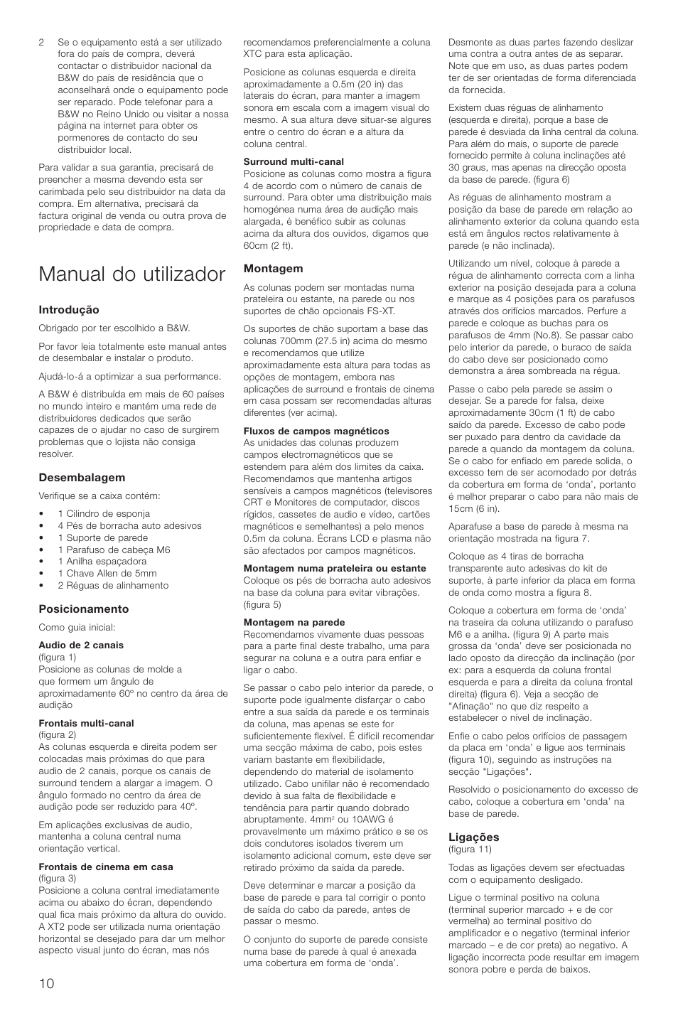 Manual do utilizador | Bowers & Wilkins XT2 User Manual | Page 13 / 33