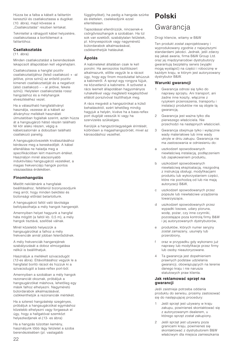 Polski gwarancja | Bowers & Wilkins XT2 User Manual | Page 25 / 33