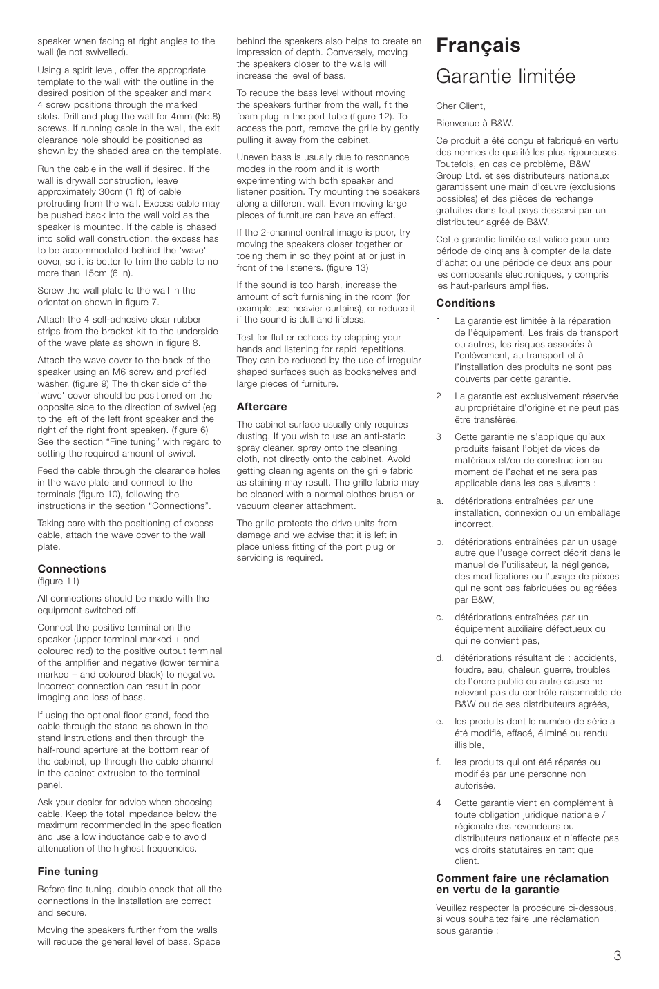 Français garantie limitée | Bowers & Wilkins XT2 User Manual | Page 6 / 33