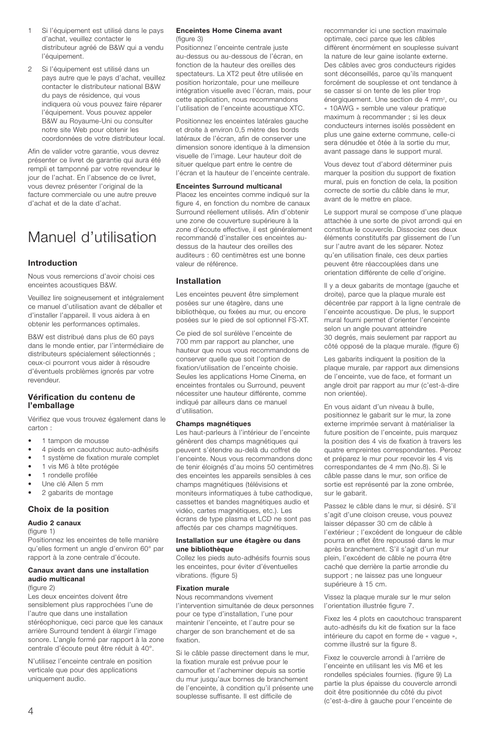 Manuel d’utilisation | Bowers & Wilkins XT2 User Manual | Page 7 / 33