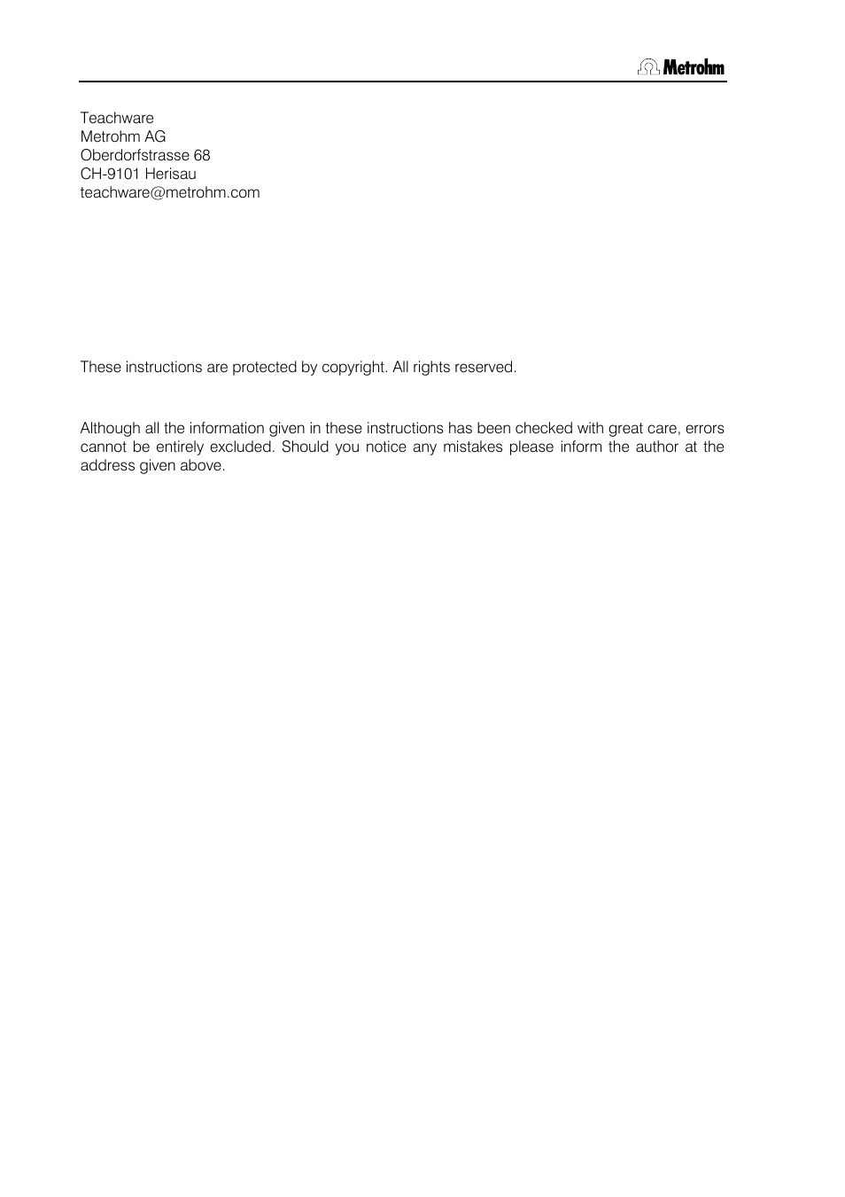 Metrohm 767 Calibrated Reference User Manual | Page 2 / 23