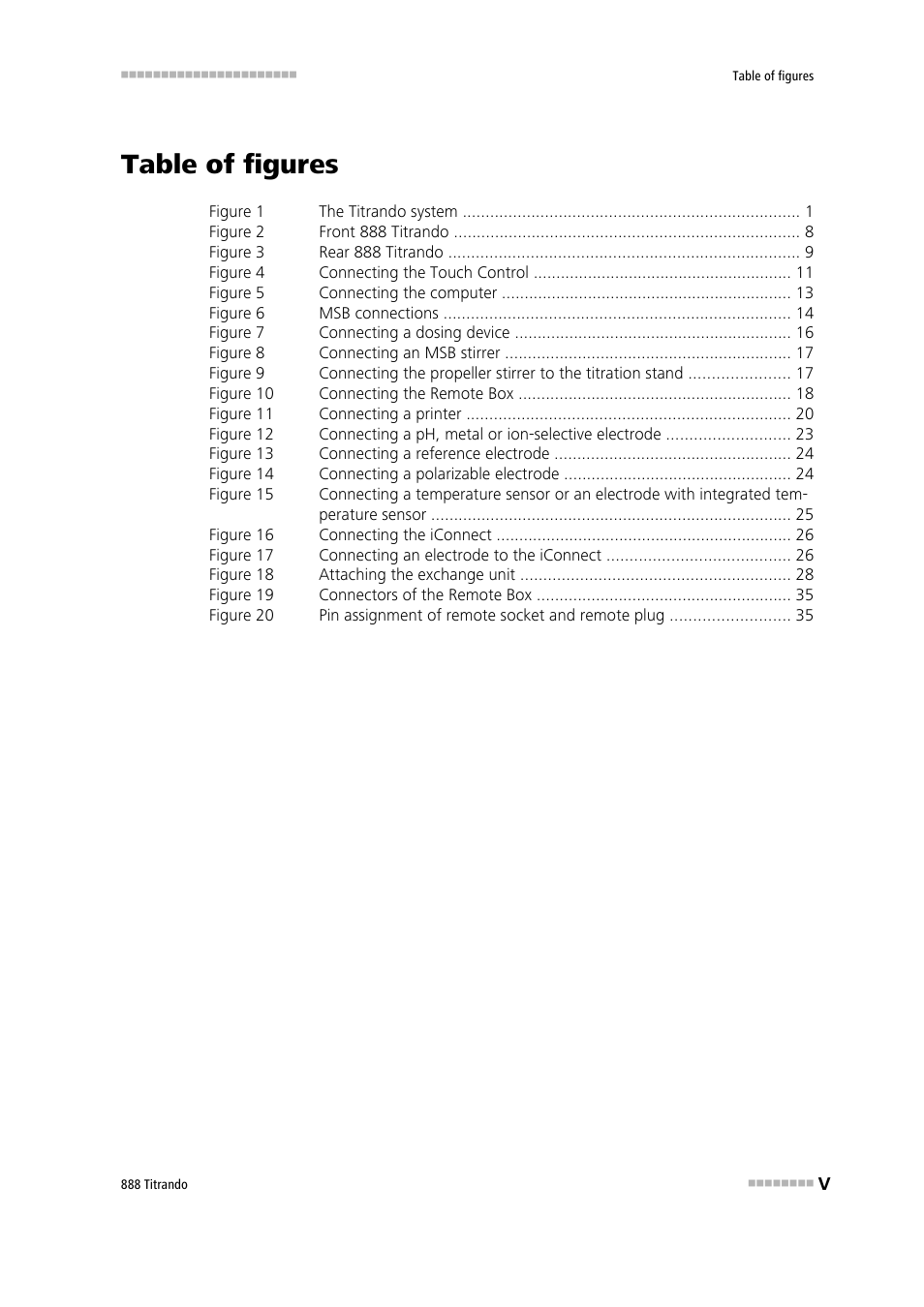 Table of figures | Metrohm 888 Titrando User Manual | Page 7 / 57