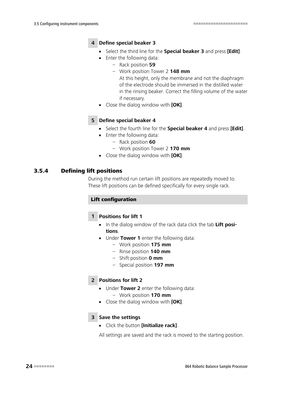 4 defining lift positions, Defining lift positions | Metrohm 864 Robotic Balance Sample Processor User Manual | Page 32 / 101