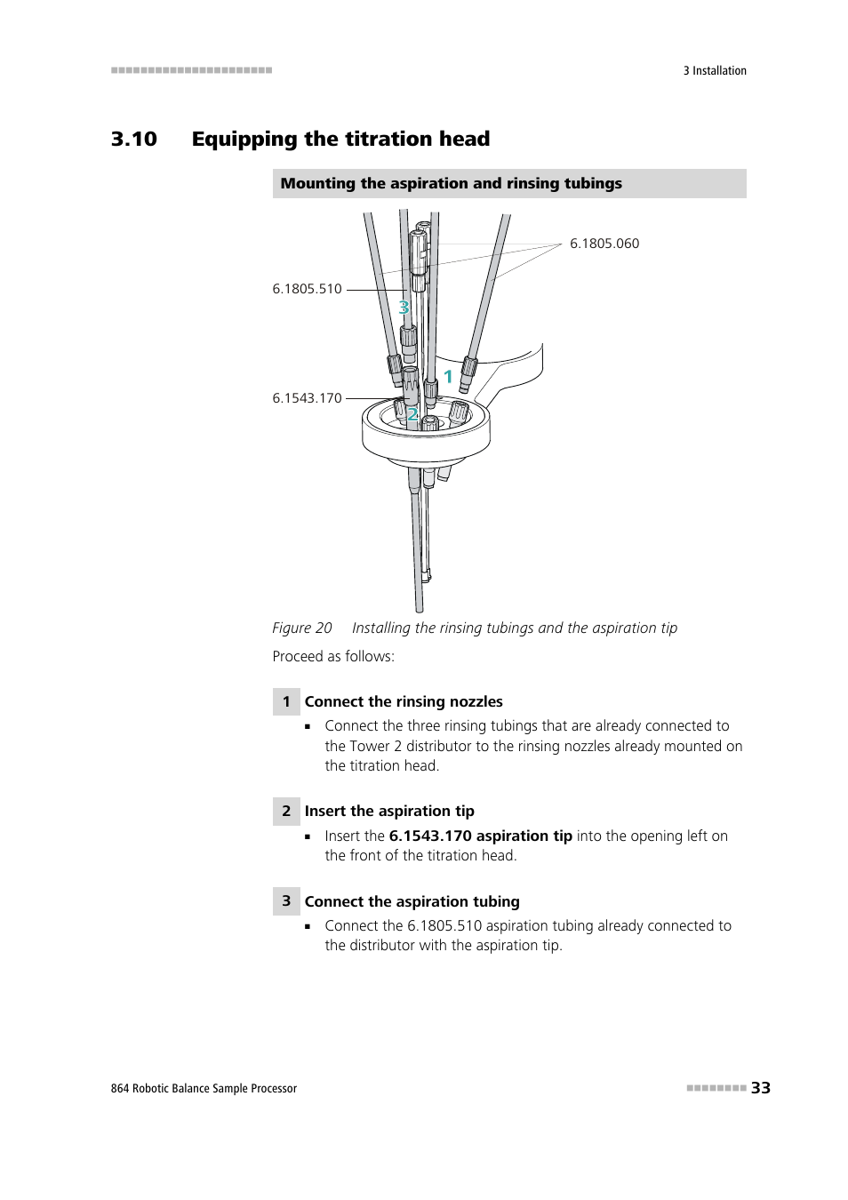 10 equipping the titration head, Figure 20 | Metrohm 864 Robotic Balance Sample Processor User Manual | Page 41 / 101