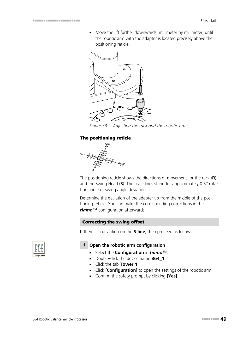 Figure 33, Adjusting the rack and the robotic arm | Metrohm 864 Robotic Balance Sample Processor User Manual | Page 57 / 101