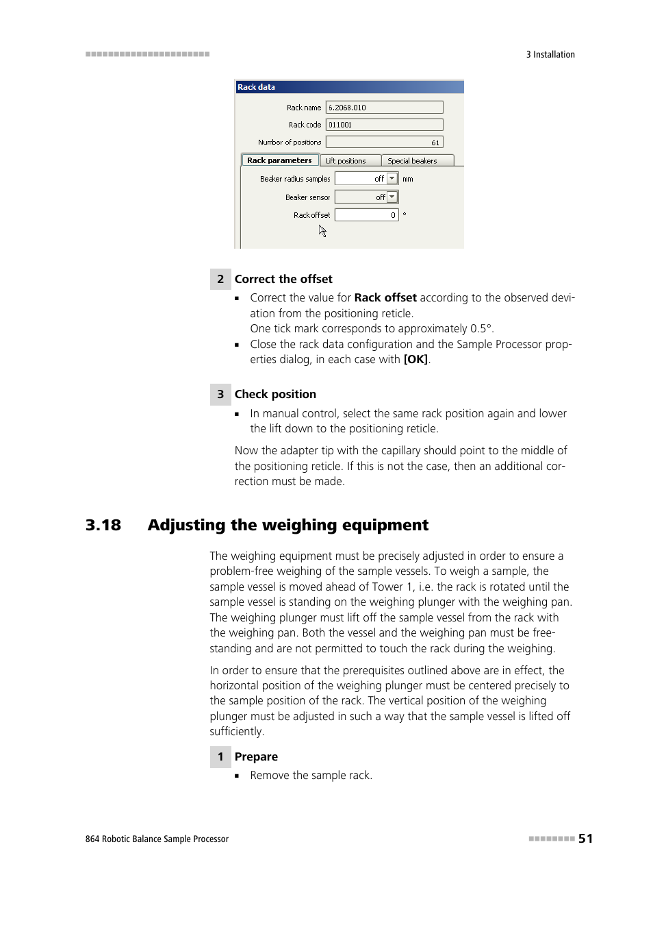 18 adjusting the weighing equipment | Metrohm 864 Robotic Balance Sample Processor User Manual | Page 59 / 101