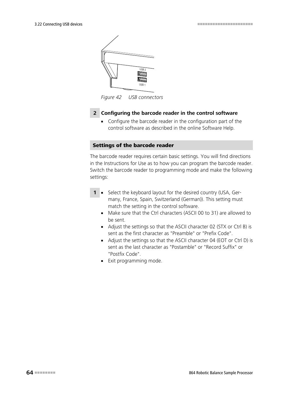 Figure 42, Usb connectors | Metrohm 864 Robotic Balance Sample Processor User Manual | Page 72 / 101