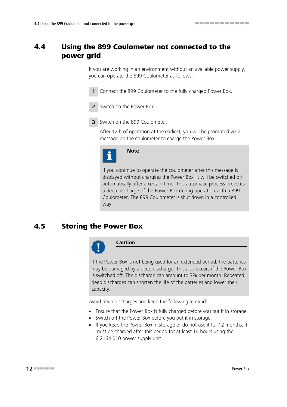 5 storing the power box, Storing the power box | Metrohm Power Box (for 899 Coulometer) User Manual | Page 18 / 25