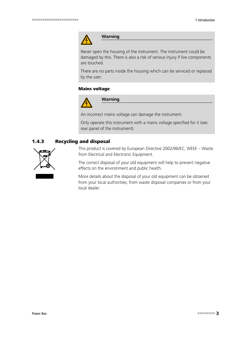 3 recycling and disposal, Recycling and disposal | Metrohm Power Box (for 899 Coulometer) User Manual | Page 9 / 25