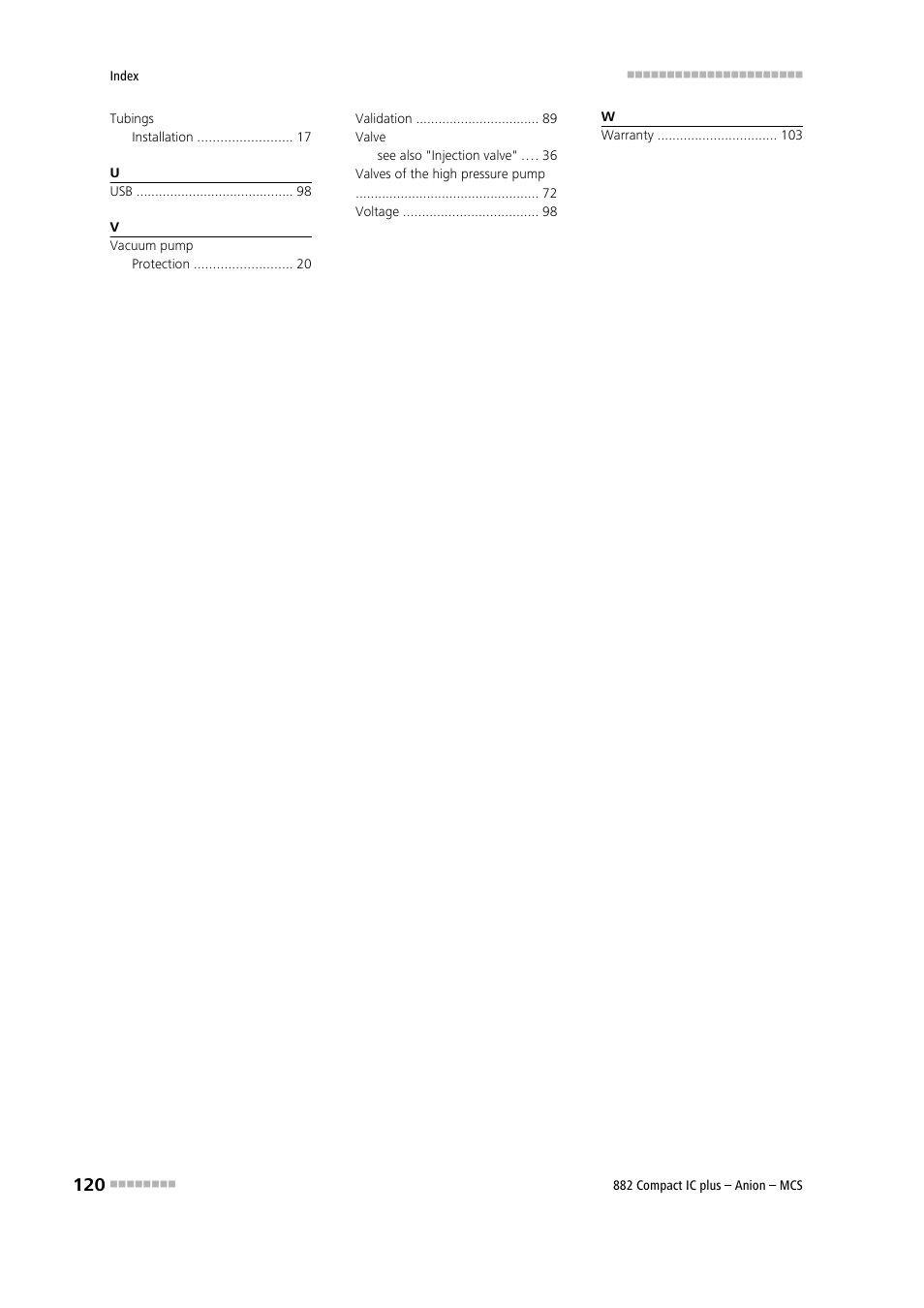 Metrohm 882 Compact IC plus – Anion – MCS User Manual | Page 130 / 130