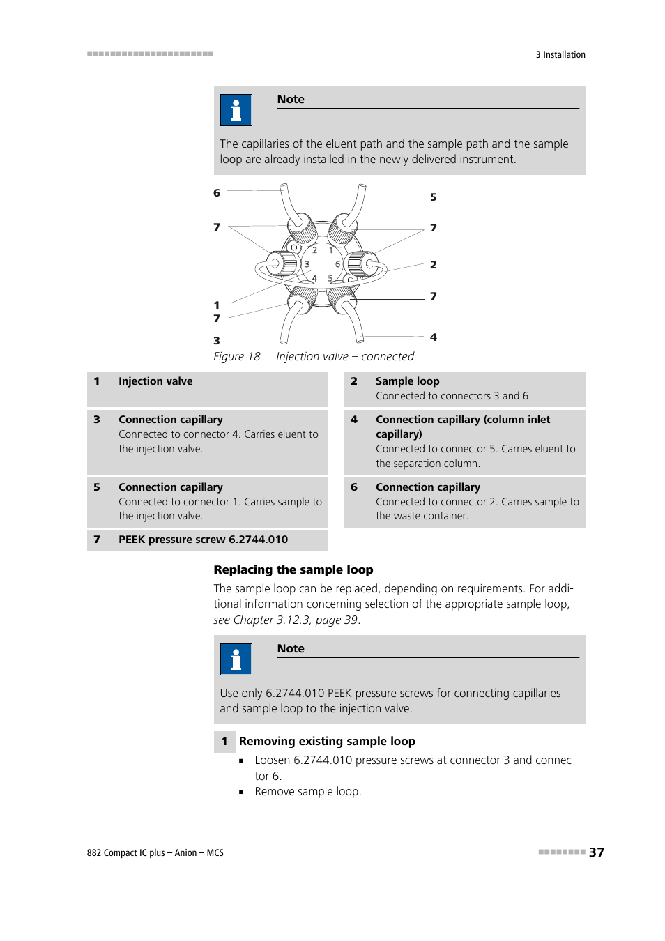 Figure 18, Injection valve – connected | Metrohm 882 Compact IC plus – Anion – MCS User Manual | Page 47 / 130