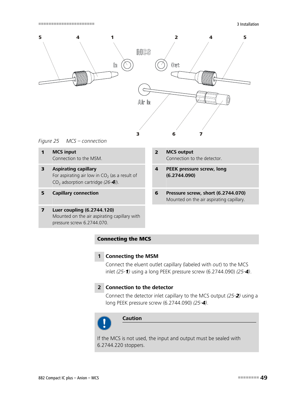Figure 25, Mcs – connection | Metrohm 882 Compact IC plus – Anion – MCS User Manual | Page 59 / 130