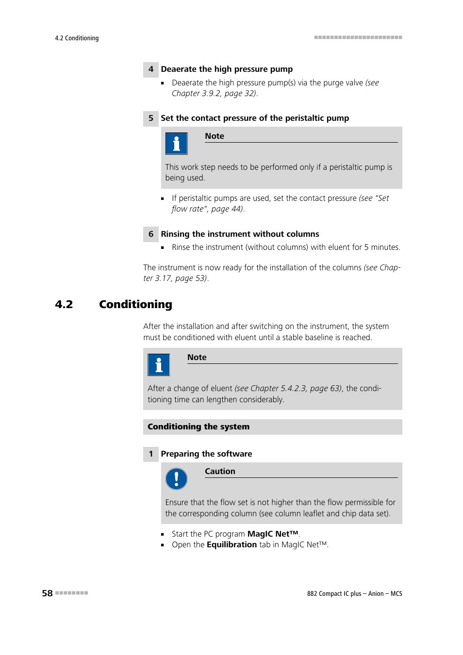 2 conditioning, Conditioning | Metrohm 882 Compact IC plus – Anion – MCS User Manual | Page 68 / 130