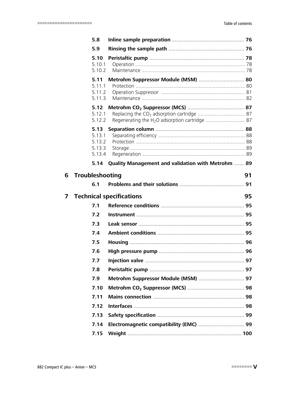 Metrohm 882 Compact IC plus – Anion – MCS User Manual | Page 7 / 130