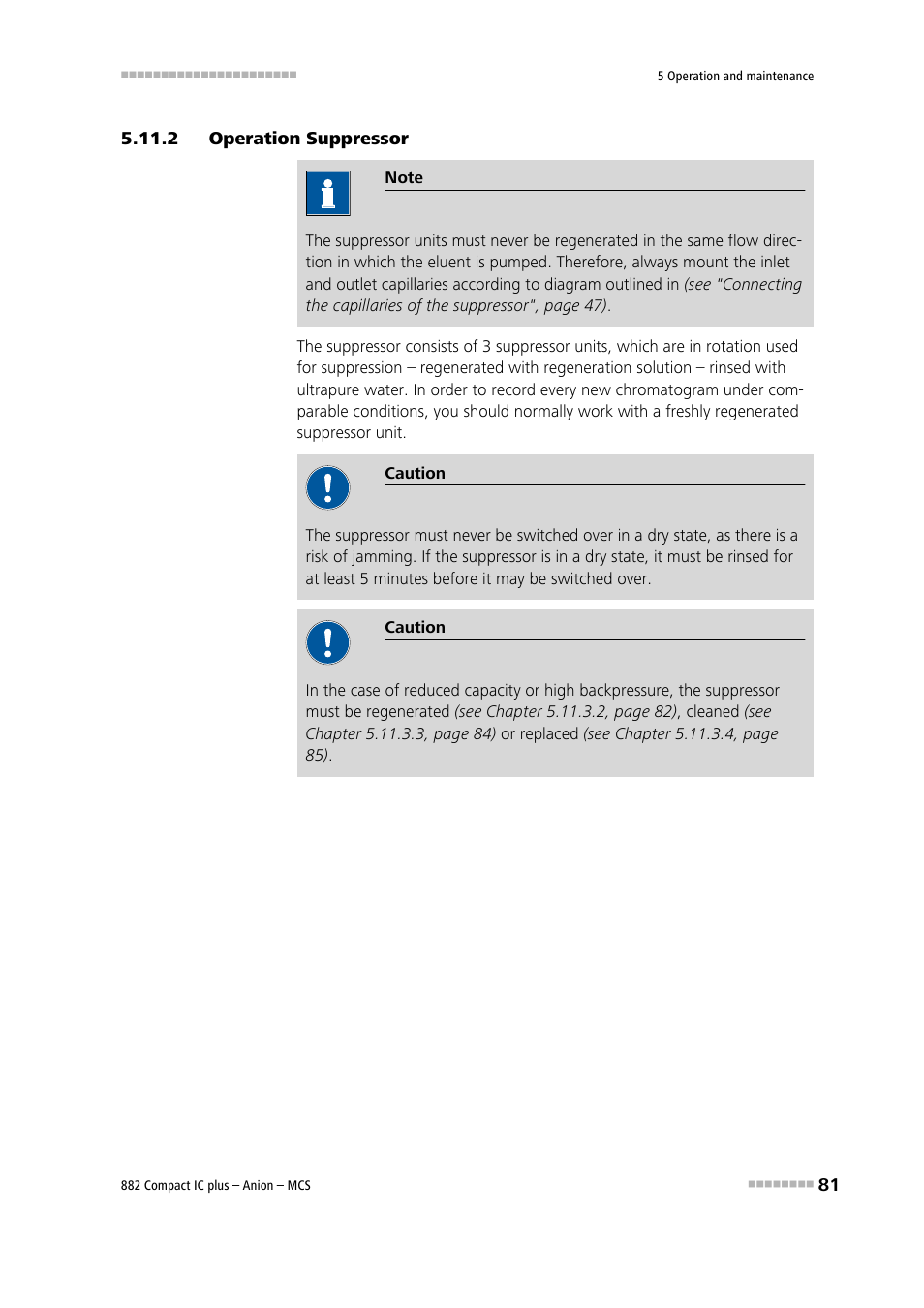2 operation suppressor, Operation suppressor | Metrohm 882 Compact IC plus – Anion – MCS User Manual | Page 91 / 130