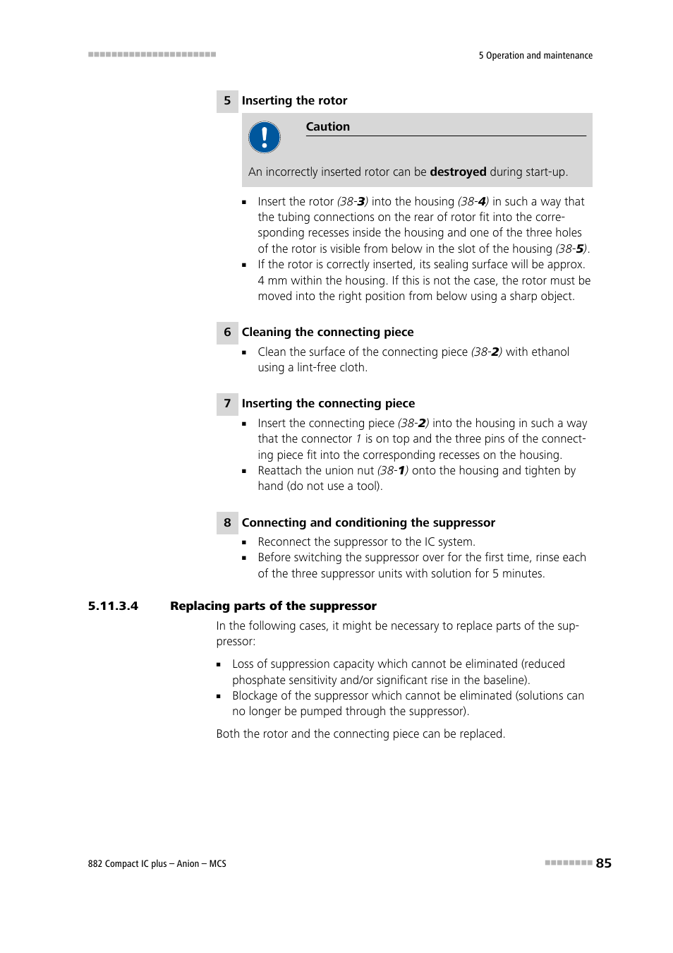 4 replacing parts of the suppressor | Metrohm 882 Compact IC plus – Anion – MCS User Manual | Page 95 / 130