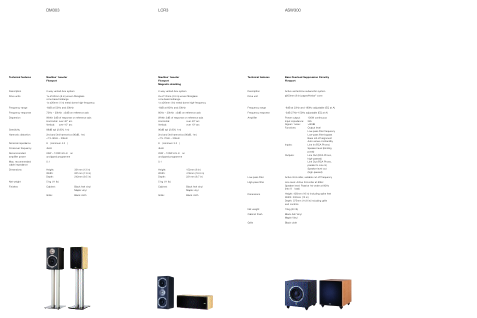 Asw300, Dm303 lcr3 | Bowers & Wilkins 300 Series DM303 User Manual | Page 4 / 4