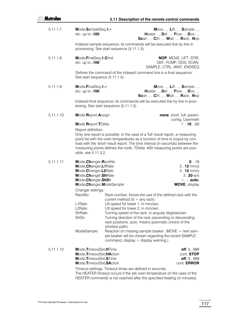 Metrohm 774 Oven Sample Processor User Manual | Page 123 / 168