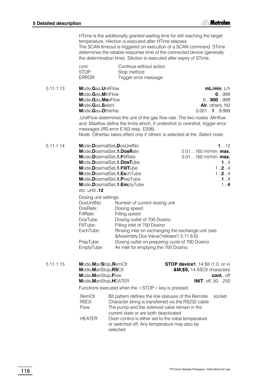 Metrohm 774 Oven Sample Processor User Manual | Page 124 / 168