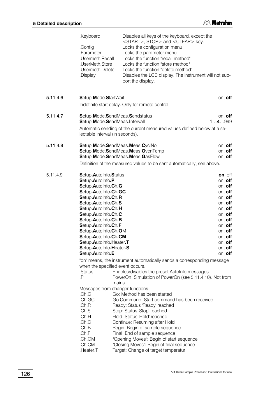 Off 5.11.4.9 | Metrohm 774 Oven Sample Processor User Manual | Page 132 / 168