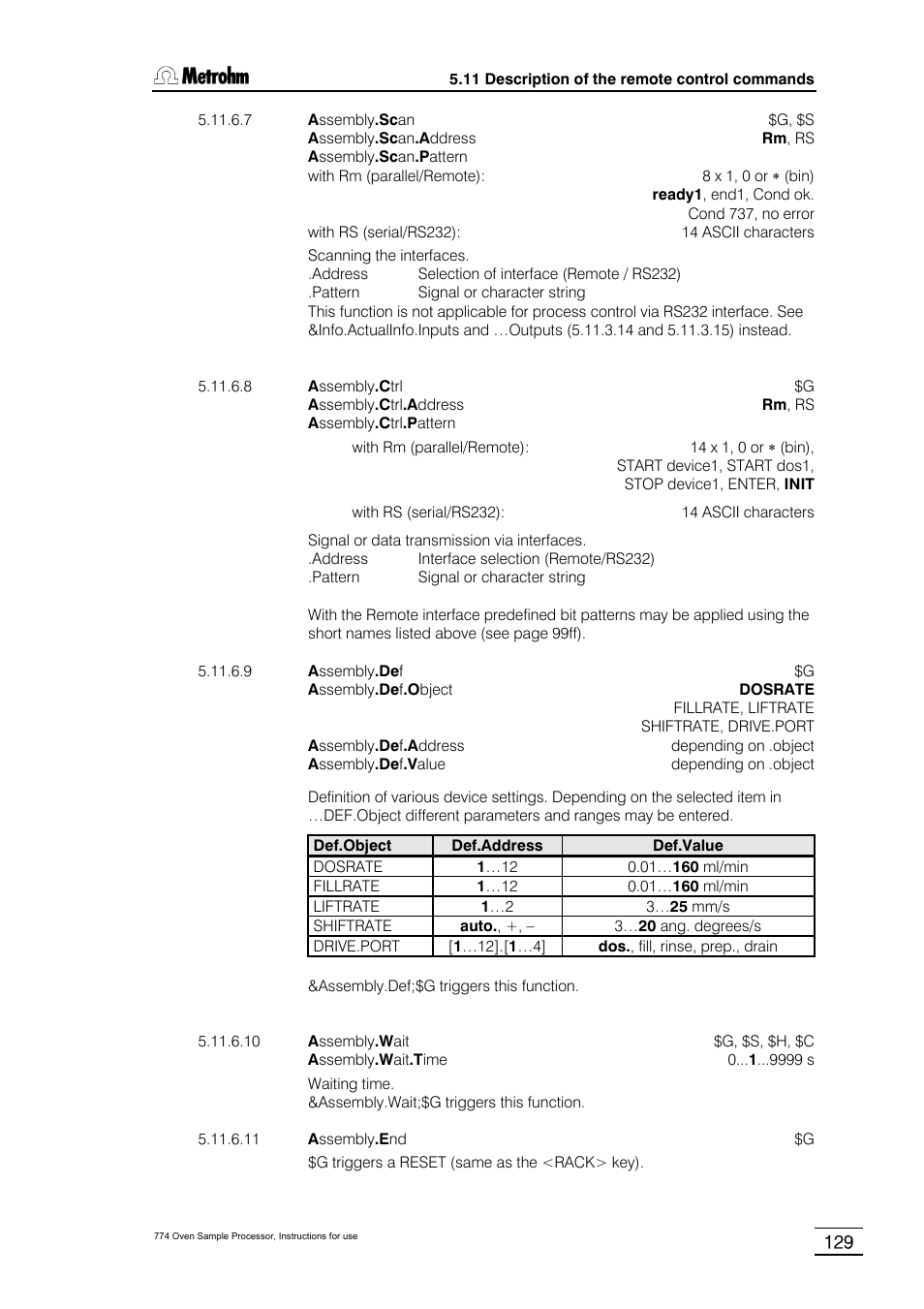 Metrohm 774 Oven Sample Processor User Manual | Page 135 / 168